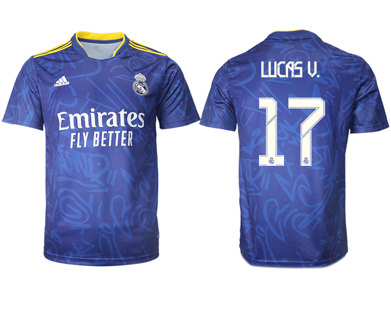 Men 2021-2022 Club Real Madrid away aaa version blue #17 Soccer Jersey